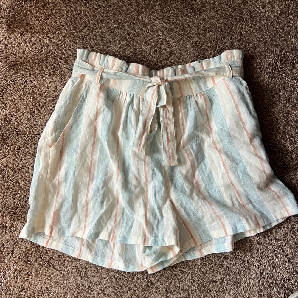 Roxy Multicolor Striped Linen Shorts Size Small